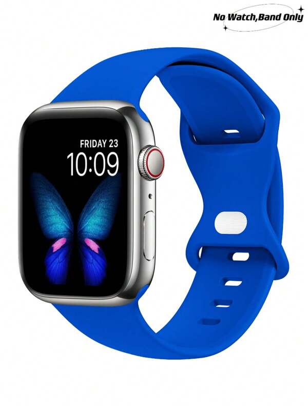 1pc Unisex Soft Silicone Sports Watch Band With Buckle, Comfortable Adjustable Waterproof Strap Compatible With Apple Watch 38/40/41/42/44/45/46/49mm Series Ultra/SE/1-10