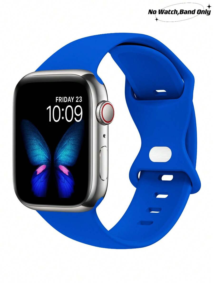 1 Dây đeo đồng hồ thể thao bằng silicon mềm thời trang màu xanh lam có khóa bướm thoải mái, có thể điều chỉnh, chống nước, dành cho đồng hồ Apple 38/40/41/42/44/45/46/49mm, dành cho Apple Watch Series Ultra/SE/11/10/9/8/7/6/5/4/3/2/1, Phụ kiện đồng hồ thông minh