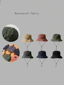 หมวกบักเก็ตกันน้ำ 1 ชิ้นสำหรับผู้ชาย หมวกกันแดดแบบพับได้และแห้งเร็วสำหรับกิจกรรมกลางแจ้ง เช่น การเดินป่า ฤดูร้อน - มัลติคัลเลอร์ - ดู 1
