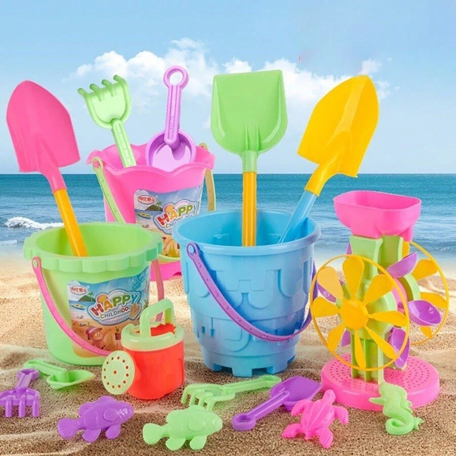 Brinquedos de praia para crianças no verão, conjunto de baldes com ...