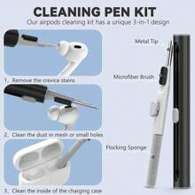 1pc Set Compatible With AirPods Pro 2 Solid Color Silicone Thick Anti-Drop One-Piece Earphone Case Soft Shell With Anti-Loss Lanyard And Cleaning Pen - Black - View 6