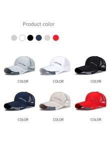 1pc Summer Breathable Mesh Extra Long Brim Sun Protection Baseball Cap For Men - Multicolor - View 6