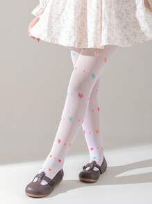 1pc Girls' Thin Mesh Tights, Summer Heart Strawberry Cherry Butterfly Print Sweet  Pantyhose Princess Socks