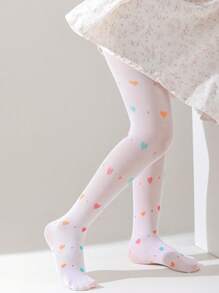 1pc Girls' Thin Mesh Tights, Summer Heart Strawberry Cherry Butterfly Print Sweet  Pantyhose Princess Socks