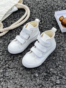 Giày vải OPOEE, giày thể thao cổ trung cho trẻ em, mùa xuân/thu, phong cách Hàn Quốc, unisex, giày cổ thấp thời trang, giày thể thao buộc dây thường ngày, giày thể thao cổ cao cổ điển, giày thể thao trượt ván thường ngày dễ phối đồ cho trẻ em. - trắng - Xem 11