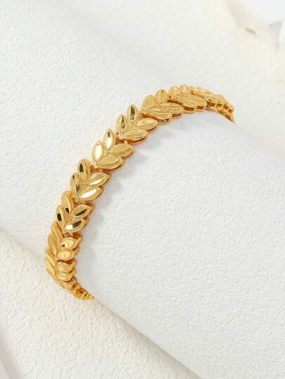 1pc Style 24K Gold Plated Bunch Of Wheat Copper Buckle Decoration Women's Bracelet - The Best Gift For Mother And Girlfriend