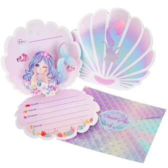 Colorful Mermaid Birthday Party Invitation Card, 12*11cm,Christmas