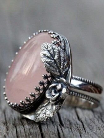 Anillo antiguo exquisito de plata esterlina grabado con motivo de rosa para mujer, banda de compromiso y boda de zafiro rosa, regalo de amistad de Navidad o cumpleaños