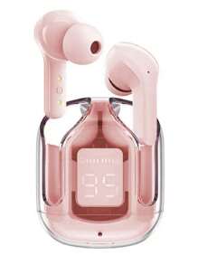 Auriculares inalámbricos pantalla digital sonido estéreo,auriculares Internos Con Control De Voz Y Volumen, Micrófono Incorporado, Puerto De Carga Tipo C, Regalo Del Día De San Valentín - Rosa - Ver 1