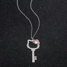 Sanrio 1 pieza Collar de Hello Kitty con colgante lindo de gato de la marca Sanrio, accesorio de figura de anime de dibujos animados, regalo dulce para niñas