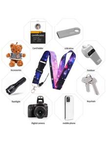 1 szt. Długi smycz z motywem gwiazd i księżyca, idealny dla lekarzy, pielęgniarek, studentów, nauczycieli, pracowników wystawowych, jako identyfikator, może być używany jako prezent, brelok do kluczy lub do codziennego użytku, jako zawieszka do torby na akcesoria samochodowe, szkolna, urocza, gotycka smycz do toreb Y2k z uchwytem na identyfikator, zawieszka do toreb samochodowych