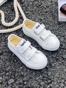 OPOEE Children Canvas Shoes, Spring/ Autumn, Korean Style, Simple, Boys & Girls, Fashionable, Low-Cut, Casual, Athletic, Classic, Versatile, Skateboard Shoes For Kids - White - View 6