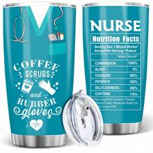 1 PEÇA Presente para Enfermeiras, Copo Térmico Isolado Tipo Garrafa com Tampa, Fatos Nutricionais de Enfermeira - Presente de Apreciação de Enfermeiras, 20 OZ (590ml)
