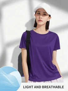 TECTOP Summer Workout Women T-Shirts Quick Dry Sleeve Crew Neck Tie-Dye Athletic Workout Dry Fit Performance Sports Wicking Running Top Gym Athletic Gym Top - Violet Purple - View 5
