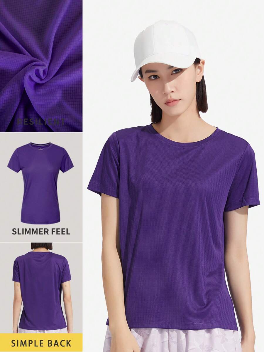 TECTOP Summer Workout Women T-Shirts Quick Dry Sleeve Crew Neck Tie-Dye Athletic Workout Dry Fit Performance Sports Wicking Running Top Gym Athletic Gym Top - Violet Purple - View 1