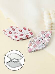 1 pieza Espejo de bolsillo luminoso en forma de labios, espejos de bolsillo para mujeres, espejo compacto pequeño y mini para bolsos, espejo de maquillaje portátil y plegable con aumento, espejo de regalo para estudiantes, maestros y amigos, espejo de bolsillo delgado con brillo - Multicolor - Ver 1