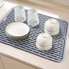 1入組矽膠碗碟瀝水墊，耐熱、吸水及排水墊