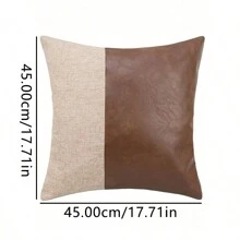 1 Vỏ gối trang trí giả da & vải canvas đơn giản (Không bao gồm gối chèn) - màu nâu - Xem 3