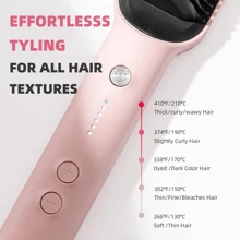 FENASH 环形粉色直发刷 – 直发器，内置梳子，20 秒快速加热，5 种温度设置，防烫，非常适合家庭专业沙龙 TYMO