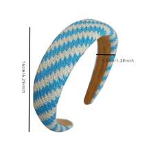 時尚多彩個性化編織頭帶，高頭骨頭帶，時尚扭曲辮狀頭帶，髮夾，髮飾，春夏海灘度假服裝配件 - 橘色 草編海綿髮箍 - 查看 5