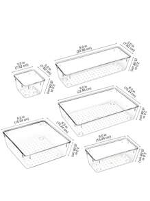 Juego de 4/8/13/25 cajas de almacenamiento de plástico transparente, 4 tamaños de bandejas de almacenamiento para cajones de baño y tocador, caja de almacenamiento de acrílico para maquillaje, cosméticos, utensilios de cocina, herramientas, accesorios de baño - transparente - Ver 3