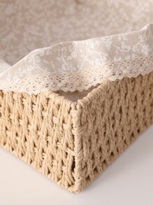 1 pezzo Scatola di immagazzinamento intrecciata a mano da scrivania, cesto di immagazzinamento, scatola di immagazzinamento, stile retrò, per cancelleria, snack, cucina, giocattoli, cosmetici, cucina, accessori per la cucina, utensili da cucina, organizer per la cucina, organizer per il trucco, oggetti per matrimoni, decorazioni floreali, oggetti per la casa, tavolo, decorazioni per la casa, organizzazione e immagazzinamento domestico, decorazione della stanza, decorazione della camera da letto, cesto per piante in corda di stile bohémien, decorazione da giardino in rattan naturale misto, cesti boho con cornice in metallo per atmosfera costiera, cesto geometrico, per il ritorno a scuola