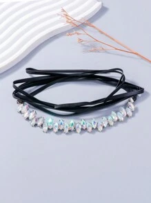 juran 1pc Rhinestone Studded Leather Choker Necklace For Women - Multicolor - View 1