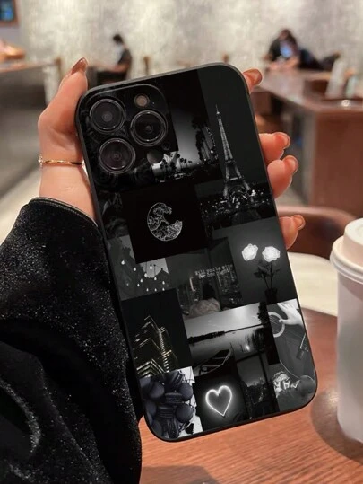 P14ProMax 3D P13 Cartoon P11 Black Tower & Rose Painting P12 Stötsäker XR Cartoon 78GES2 telefonfodral XS Kompatibel med IPhone, P15 Samsung Series A03s, A03core, A04, A12, A13, A14, A21s, A22, A433, A433, A3 , A5, A51, A52, A53, A54, A71, A72, A73, S20FE, S21, S22, även kompatibel med Xiaomi Redmi Series 9, 9a, 10a, 10c, not 9, not 10, not 11, not 12, 12 , 12c