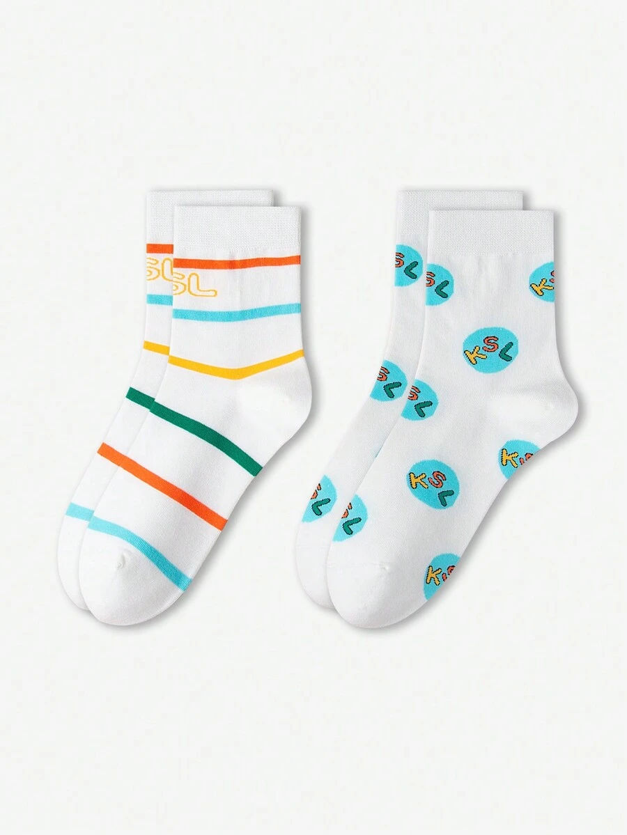 2 双女士袜子、中长袜、白色袜子、流苏袜、圆领袜、高筒袜、柔软女士袜子、中筒运动袜、布艺女士袜子、可爱袜子、女孩袜子、透明袜子、宽松袜子、可爱袜子 - 彩色 - 查看 1