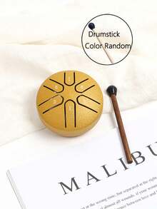 1pc 3 Inches 6 Notes Golden Steel Tongue Drum Kit, Beginner Percussion Instrument With Easy-to-learn Functions, Portable - Gold - View 1
