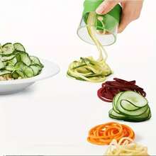 1pc Manual Rotary Fruit & Vegetable Slicer, Zucchini Noodle Maker, Potato Dumpling Twister, Multi-Function Vegetable Slicer, Kitchen Gadget,Vegetable Fruit Tools,Kitchen Items,Cutter,Food,Salad,Decor,Storage,Party,Birthday. - Green - View 5