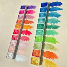 Portable Metal Watercolor Painting With 20 Colors, PearlescentWatercolor Pigment Solid Dunhuang Nail Art Gold Pink Powder Color,Back To School,School Supplies - 20 Colors - View 3