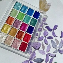 Portable Metal Watercolor Painting With 20 Colors, PearlescentWatercolor Pigment Solid Dunhuang Nail Art Gold Pink Powder Color,Back To School,School Supplies - 20 Colors - View 5