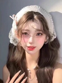 波西米亚风多色女士法式乡村风蕾丝发带，时尚三角发箍，适合各种派对、海滩拍照、休闲装扮，情人节发饰，发箍，发圈头饰 - 彩色 - 查看 4