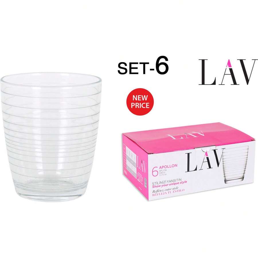 LAV Set De 6 Vasos 340Cc Gama Apollon Diseño Elegante y Funcional | Set De 6 Vasos 340Cc Gama Apollon Compatibles con Bebidas Frías y Calientes Fáciles de Limpiar - Multicolor - Ver 1