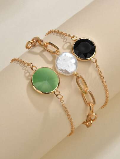 سوار بديكور دائري لؤلؤ صناعي 3 قطع