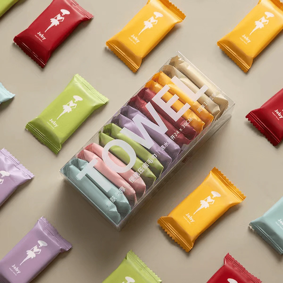 14入組/7入組高端便攜式壓縮毛巾,超厚旅行裝面巾,每個真空包裝,一次性臉部/廚房清潔毛巾 - 彩色 - 查看 1