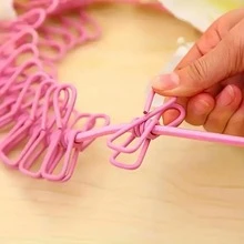 1個便攜式旅行晾衣繩，可伸縮野營晾衣繩，帶12個夾子的可調節晾衣繩，既適用於室內也適用於室外，家居必備 - 彩色 - 查看 6