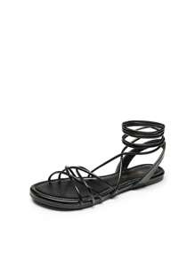 Women's Sandals, Fashion Strappy Flat Sandals For Women Comfortable Summer Sandals - màu đen - Xem 9