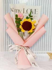 1 件人造花向日葵成品花束，手工钩编针织花，情人节礼物，适合家居装饰、派对装饰、情人节、礼物 - 彩色 - 查看 14