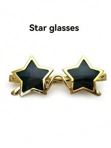 1入不分男女的多色創意五角星時尚眼鏡，高端新穎的五角星裝飾眼鏡，金銀色時尚派對拍照道具，適用於旅行、假期、派對或任何場合 - 彩色 - 查看 4