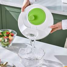 1 pieza Cestilla multiusos para escurrir vegetales, cesta de lavado de verduras para uso doméstico, accesorio de cocina, utensilios de cocina, centrifugadora de ensalada de frutas y verduras, apta para cocina - Blanco - Ver 4