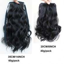 Ponytail With Hair Tie Wrapped Around Curly Wavy Ponytail Extensions Synthetic Clip In Hair Extensions Elegant For Daily Use Hair Accessories