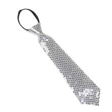 1pc Sequined Zipper Ties For Men, Glitter Sparkly Paillette Adjustable Pre-Tied Zip Necktie, Shinning Sequins Dance Party Magic Show Stage Performance Costume Tie