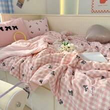 1pc Skin-Friendly Breathable Multi-Purpose Air Conditioning Quilt For Summer (Pillowcase Not Included) - Pink - View 4