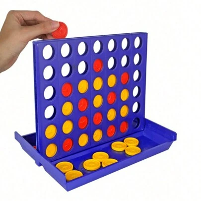 1 pieza Juego de mesa interactivo 4-en-raya de plástico de tamaño pequeño para niños
