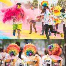 2pcs Colorful Clown Wig With Red Nose For Performance & Party, Cosplay Hairpiece & Hair Accessory - Multicolor - View 3