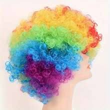 2pcs Colorful Clown Wig With Red Nose For Performance & Party, Cosplay Hairpiece & Hair Accessory - Multicolor - View 11