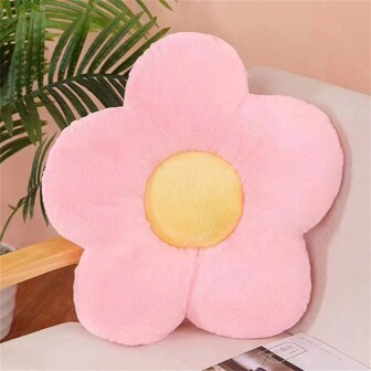 1入隨機花形毛絨坐墊，適用於辦公椅、沙發、學生座椅和花瓣枕頭寵物坐墊