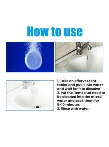 1 pastilla efervescente de limpieza multi-superficies para cocina, baño y estufa, descalcificación y limpieza - Blanco - Ver 7